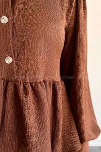 Bitter Brown Shirt Collar Long Arm Poplin Fabric Narrow Leg Comfortable Suit