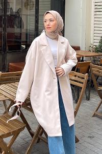 Powder Scoop Neck Long Arm Cotton Jacket