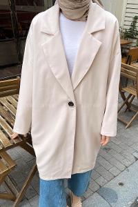 Powder Scoop Neck Long Arm Cotton Jacket