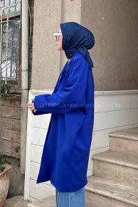 Lamelif Owen Düğme detaylı  Ceket Saks Mavisi