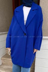 Lamelif Owen Düğme detaylı  Ceket Saks Mavisi