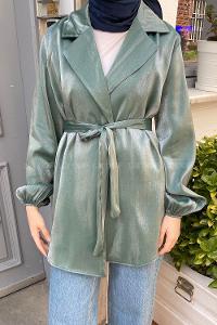 Lamelif Parlak Geçişli Ceket Mint Yeşili