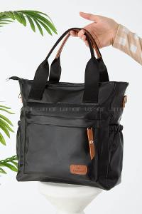 Lamelif Büyük Boy Saten Kumaş Salaş Omuz Çantası Siyah