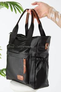 Lamelif Büyük Boy Saten Kumaş Salaş Omuz Çantası Siyah