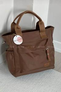 Lamelif Büyük Boy Saten Kumaş Salaş Omuz Çantası Soft Kahve