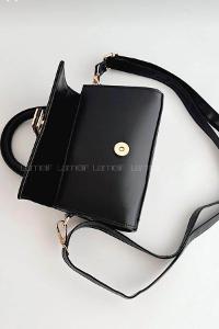 Lamelif Ruby Model Mini Üstten Ayarlanabilir Yan Askılı Kapaklı Çanta Siyah