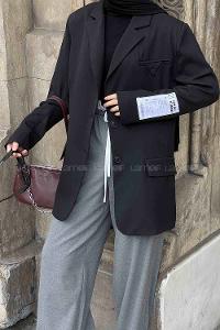 Lamelif Kapak Cepli Ceket Siyah