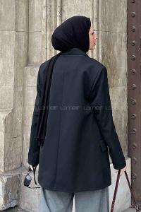 Lamelif Kapak Cepli Ceket Siyah