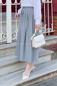 Gray Suede Unprinted Flare Skirt