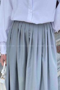 Gray Suede Unprinted Flare Skirt