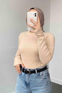 Cream Turtle Neck Long Arm Cotton Body