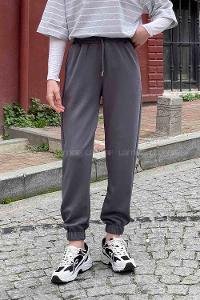 Gray Elastic Trousers Normal Waist Bottom Tracksuit