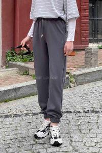 Gray Elastic Trousers Normal Waist Bottom Tracksuit