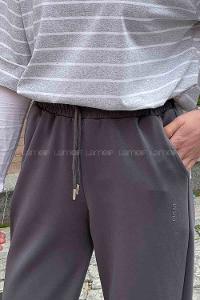 Gray Elastic Trousers Normal Waist Bottom Tracksuit