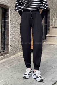 Black Elastic Trousers Normal Waist Bottom Tracksuit