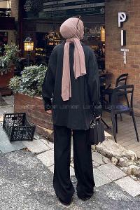 Black Shirt Collar Long Arm Cotton Poplin Fabric Regular Trousers Comfortable Suit