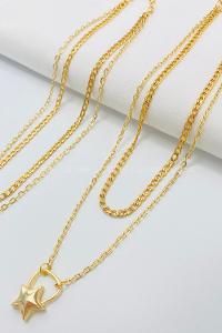 Lamelif Gold 2li Kombin Yıldız Kolye Seti