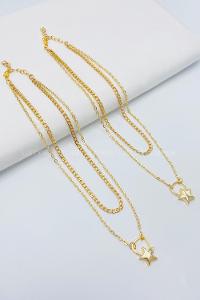 Lamelif Gold 2li Kombin Yıldız Kolye Seti