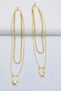 Lamelif Gold 2li Kombin Yıldız Kolye Seti
