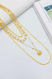 Lamelif Gold 4lü Kombin İncili İstiridye Kolye Seti