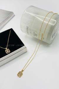 Lamelif Gold Baget Zirkon Kolye