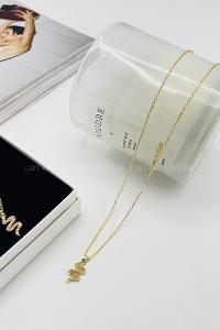 Lamelif Gold Yılan Zirkon Taşlı Kolye