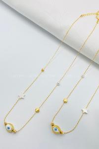 Lamelif Gold Yıldız Charmlı Zarif Kolye