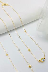 Lamelif Gold Yıldız Charmlı Zarif Kolye