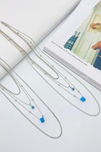 Lamelif Gümüş 4lü Kombin Nazar Boncuklu Kolye Seti