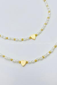 Lamelif Kalp Charmlı Minik İncili Kolye