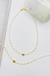 Lamelif Kalp Charmlı Minik İncili Kolye