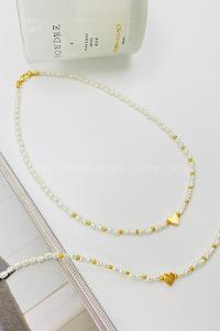 Lamelif Kalp Charmlı Minik İncili Kolye