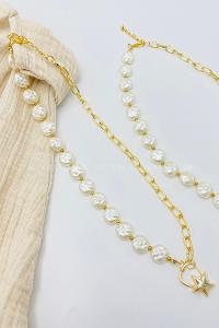 Lamelif Yıldız Sallantılı Zincir Tasarımlı İnci Kolye