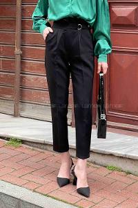 Black Cotton Fabric High Waist Comfortable Pants