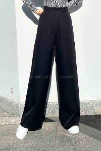 Lamelif Yüksek Bel Bol Paça Pantolon Siyah