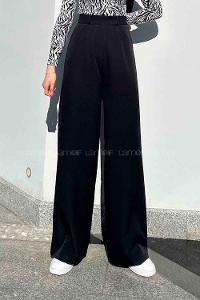 Lamelif Yüksek Bel Bol Paça Pantolon Siyah