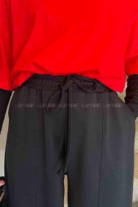 Lamelif Çıma Detaylı Modal Eşofman Siyah