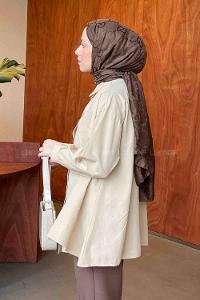 Beige Shirt Collar Long Arm Cotton Unprinted Shirt