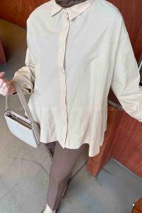 Beige Shirt Collar Long Arm Cotton Unprinted Shirt