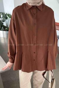 Brown Shirt Collar Long Arm Cotton Unprinted Shirt