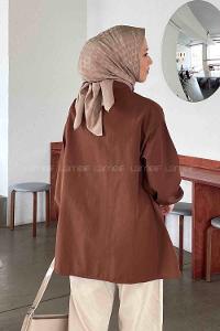 Brown Shirt Collar Long Arm Cotton Unprinted Shirt