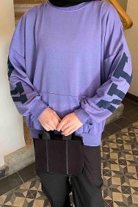Lilac Crew Neck Long Arm Printed Sweatshirt