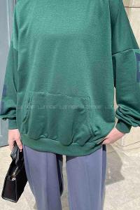 Emerald Green Crew Neck Long Arm Printed Sweatshirt