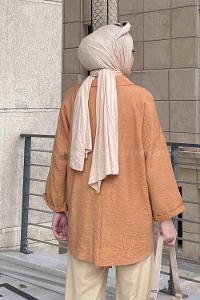 Camel Shirt Collar Long Arm Cotton Unprinted Shirt