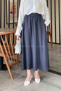 Lamelif Cep Detaylı Tensel Kloş Etek Antrasit