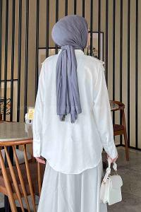 Lamelif Dantel Detaylı Gömlek Beyaz