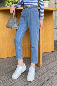 Lamelif Mom Jean Pantolon Kot Mavi