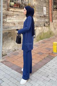Lamelif İkili Oshyo Tesettür Takım Lacivert