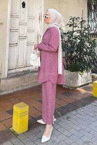 Rose Shirt Collar Long Arm Linen Regular Trousers Linen Suit