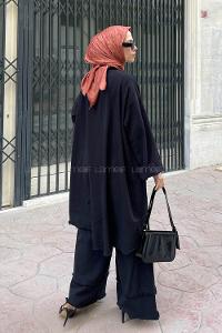 Black V Neck Long Arm Without Accessories Linen Regular Trousers Linen Suit